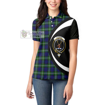 Forbes Modern Tartan Women's Polo Shirt with Family Crest Circle Style