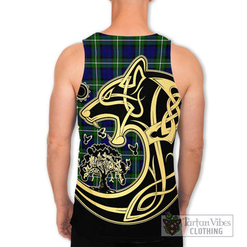 Forbes Modern Tartan Men's Tank Top with Family Crest Celtic Wolf Style