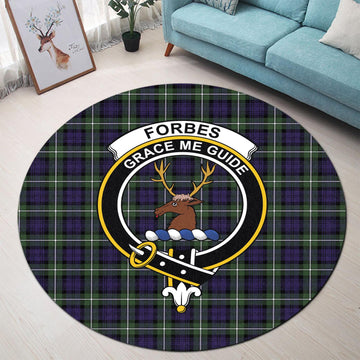 Forbes Modern Tartan Round Rug with Family Crest