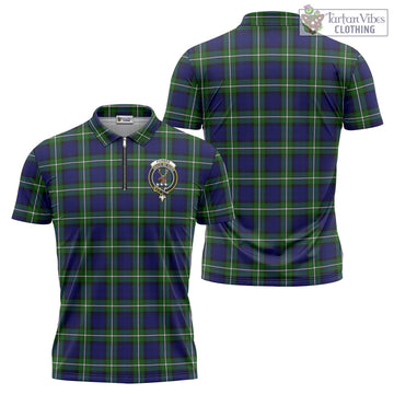 Forbes Modern Tartan Zipper Polo Shirt with Family Crest