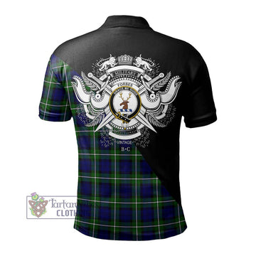 Forbes Modern Tartan Polo Shirt with Family Crest and Military Logo Style