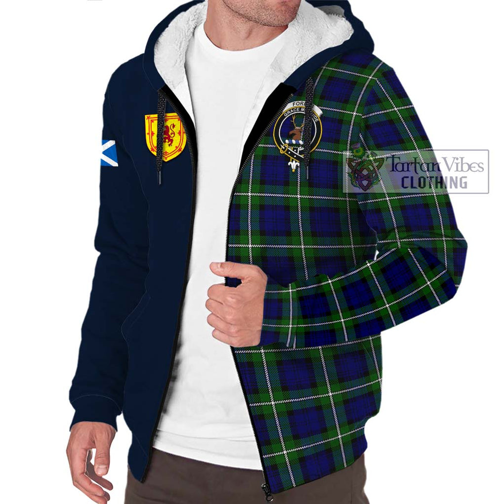 Tartan Vibes Clothing Forbes Modern Tartan Sherpa Hoodie with Scottish Lion Royal Arm Half Style