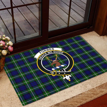 Forbes Modern Tartan Door Mat with Family Crest