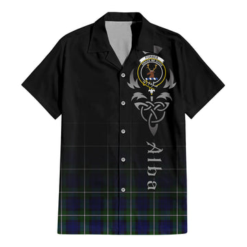 Forbes Modern Tartan Short Sleeve Button Up Shirt Featuring Alba Gu Brath Family Crest Celtic Inspired