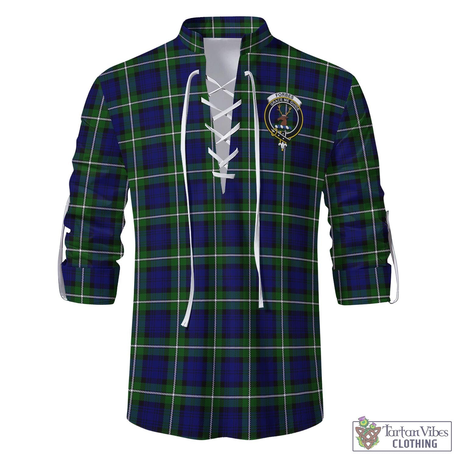 Tartan Vibes Clothing Forbes Modern Tartan Men's Scottish Traditional Jacobite Ghillie Kilt Shirt with Family Crest