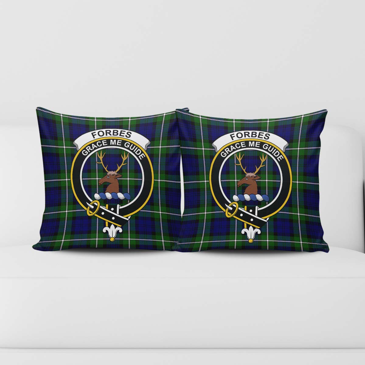 Forbes Modern Tartan Pillow Cover with Family Crest - Tartanvibesclothing