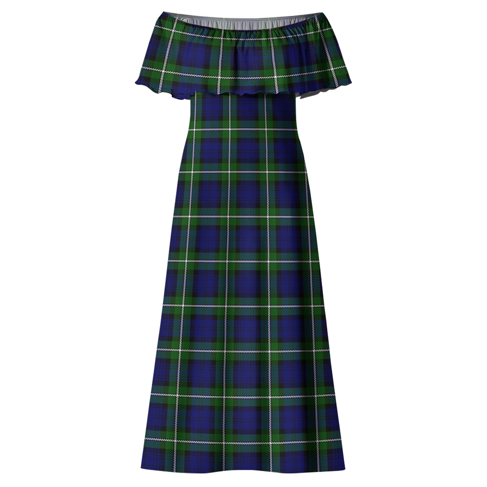 Forbes Modern Tartan Off Shoulder Long Dress - Tartanvibesclothing