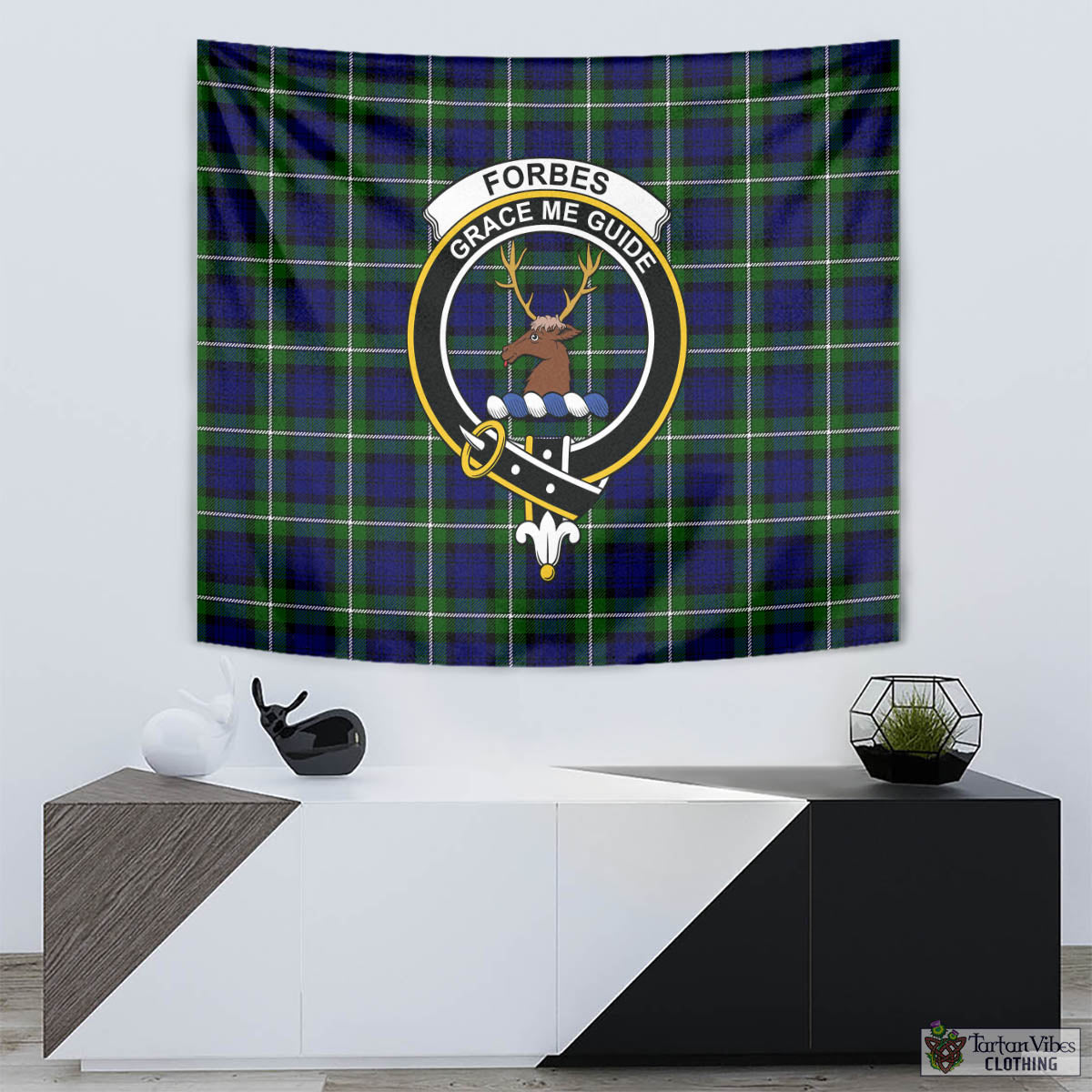 Tartan Vibes Clothing Forbes Modern Tartan Tapestry Wall Hanging and Home Decor for Room with Family Crest