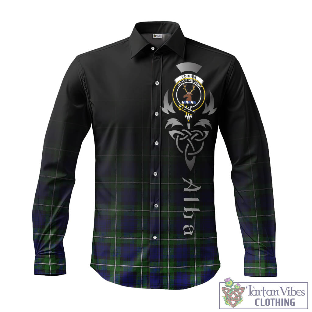 Tartan Vibes Clothing Forbes Modern Tartan Long Sleeve Button Up Featuring Alba Gu Brath Family Crest Celtic Inspired