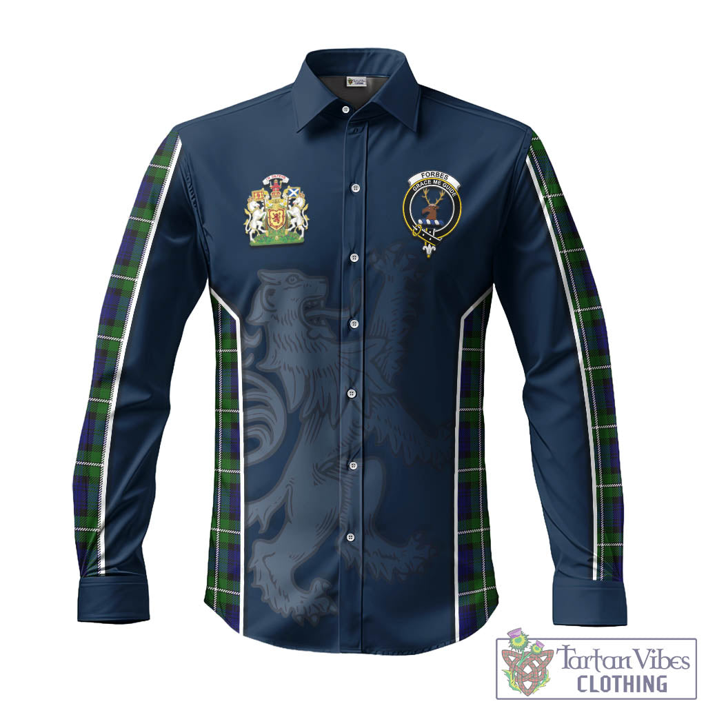 Tartan Vibes Clothing Forbes Modern Tartan Long Sleeve Button Up Shirt with Family Crest and Lion Rampant Vibes Sport Style