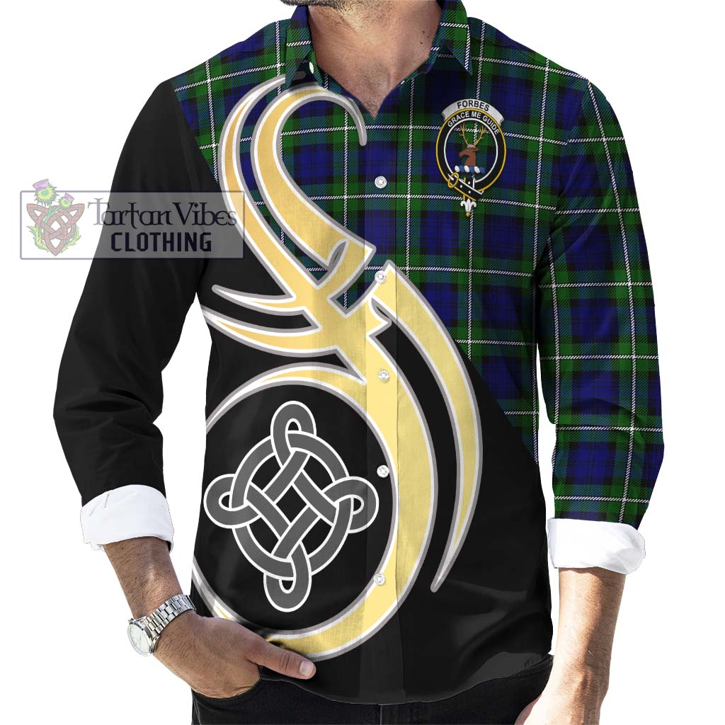 Forbes Modern Tartan Long Sleeve Button Shirt with Family Crest and Celtic Symbol Style - Tartan Vibes Clothing