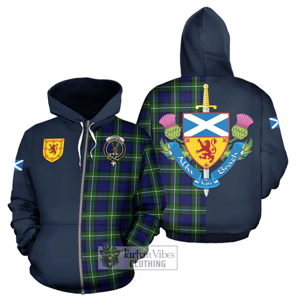 Tartan Vibes Clothing Forbes Modern Tartan Hoodie with Scottish Lion Royal Arm Half Style