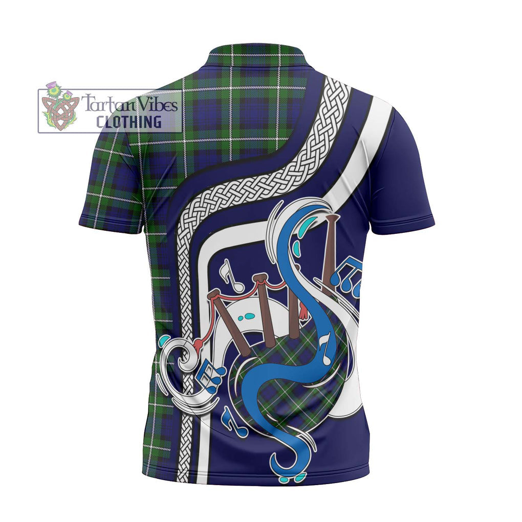 Forbes Modern Tartan Zipper Polo Shirt with Epic Bagpipe Style - Tartanvibesclothing Shop