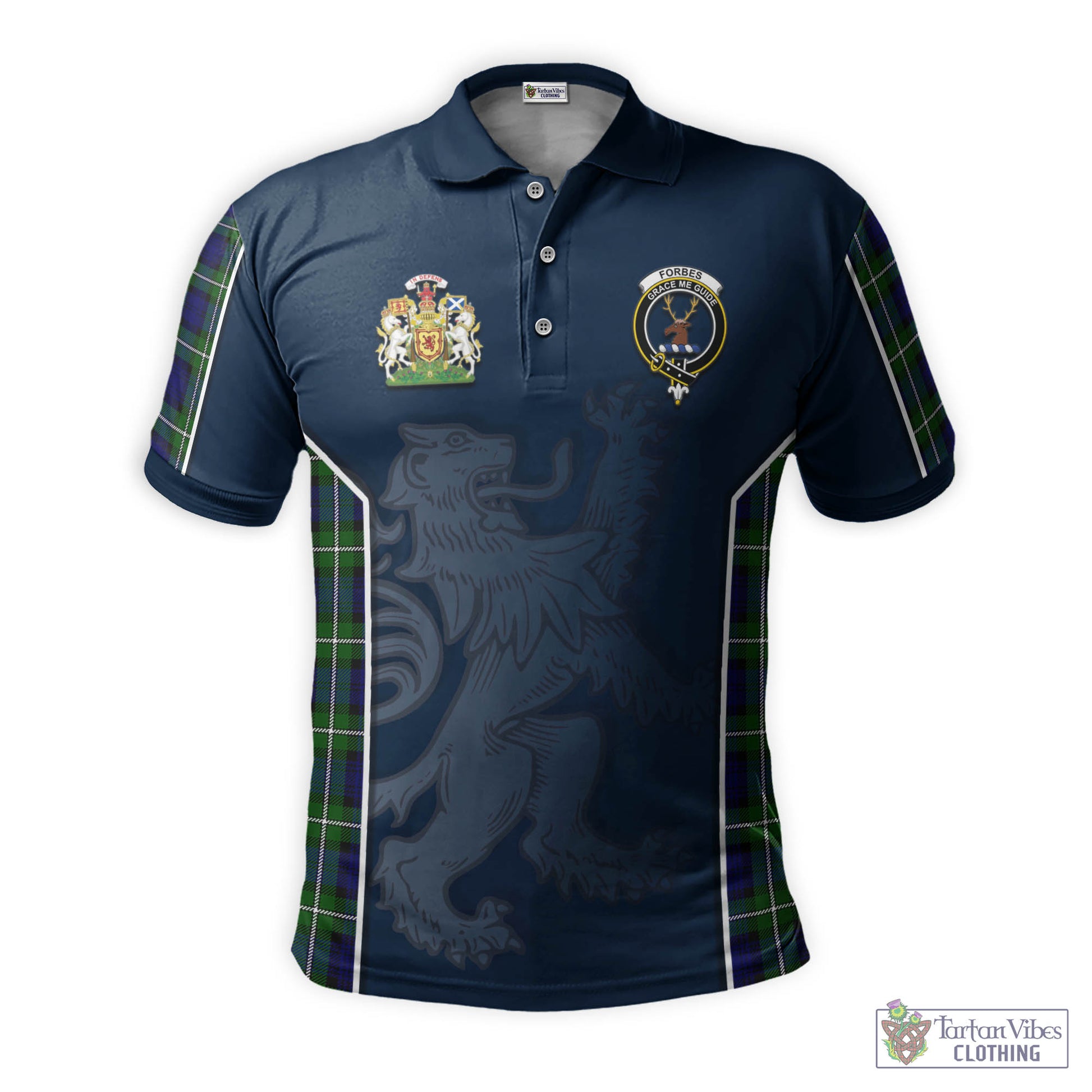 Tartan Vibes Clothing Forbes Modern Tartan Men's Polo Shirt with Family Crest and Lion Rampant Vibes Sport Style