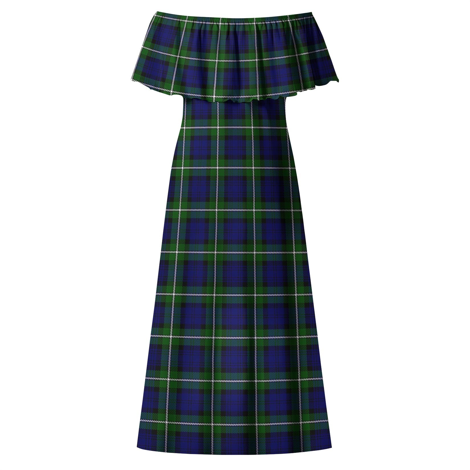 Forbes Modern Tartan Off Shoulder Long Dress - Tartanvibesclothing