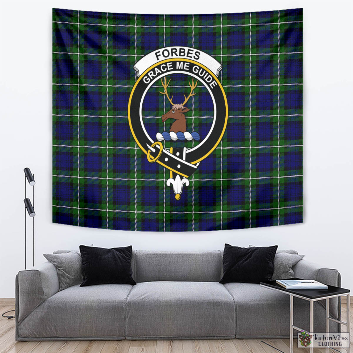 Tartan Vibes Clothing Forbes Modern Tartan Tapestry Wall Hanging and Home Decor for Room with Family Crest