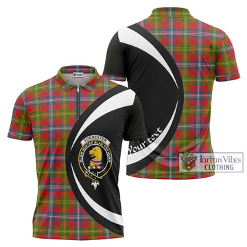 Forrester (Foster) Tartan Zipper Polo Shirt with Family Crest Circle Style