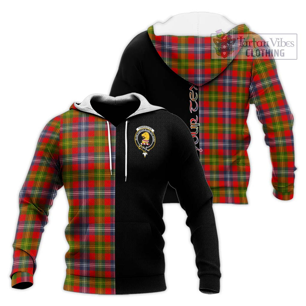 Forrester (Foster) Tartan Knitted Hoodie with Family Crest and Half Of Me Style Unisex Knitted Pullover Hoodie - Tartanvibesclothing Shop