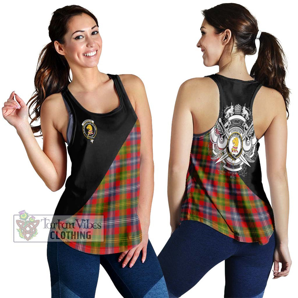 Forrester (Foster) Tartan Women's Racerback Tanks with Family Crest and Military Logo Style 4XL - Tartanvibesclothing Shop