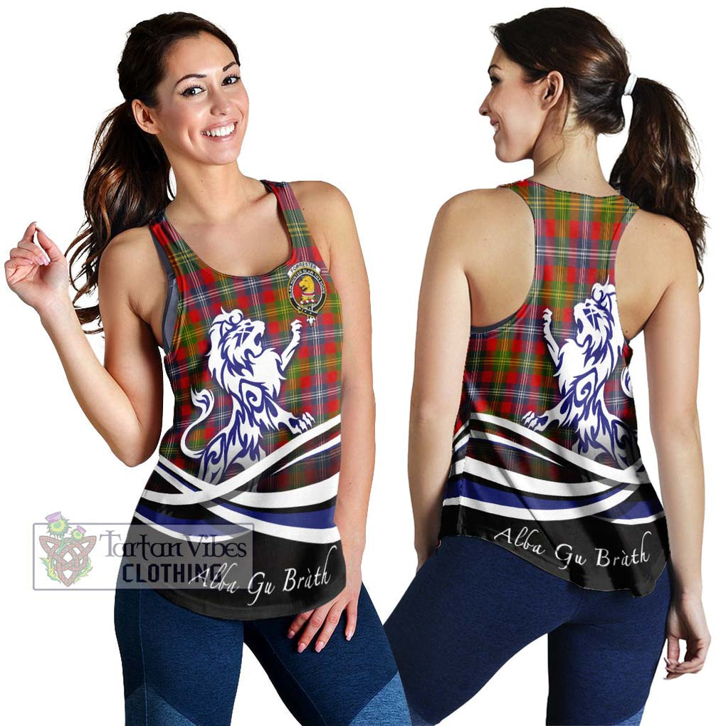 Forrester (Foster) Tartan Women's Racerback Tanks with Alba Gu Brath Regal Lion Emblem 4XL - Tartanvibesclothing Shop