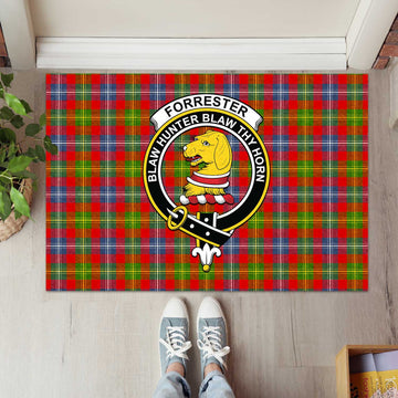 Forrester Modern Tartan Door Mat with Family Crest