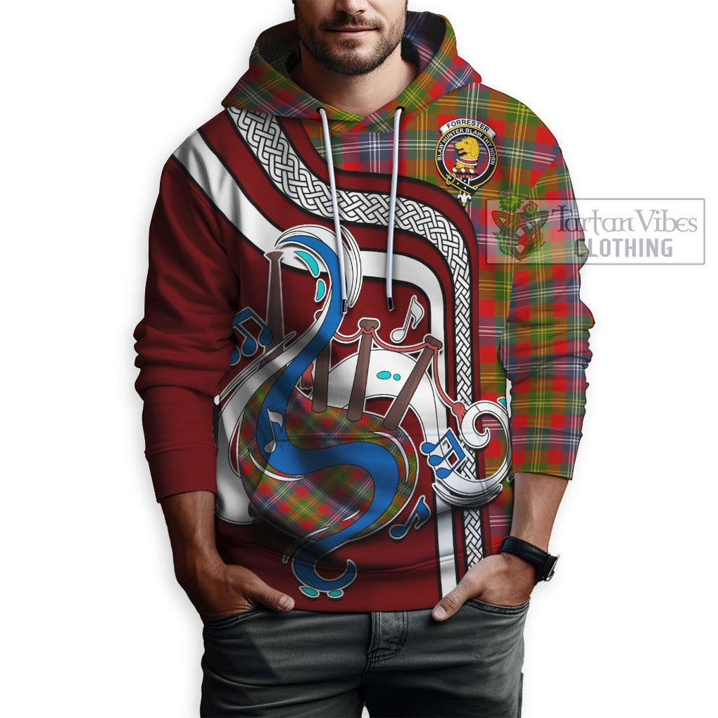 Forrester (Foster) Tartan Hoodie with Epic Bagpipe Style Zip Hoodie - Tartanvibesclothing Shop