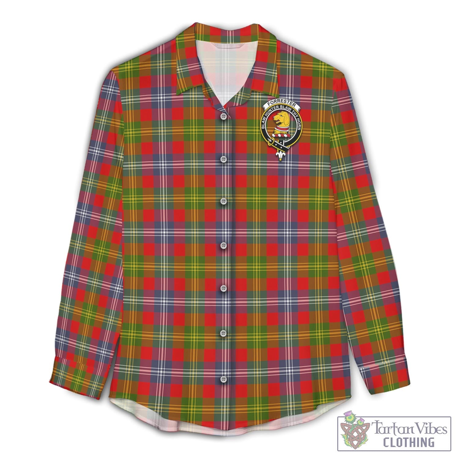 Tartan Vibes Clothing Forrester Tartan Womens Casual Shirt with Family Crest