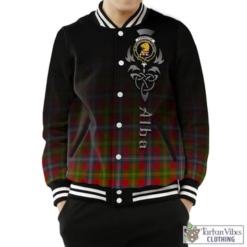 Forrester Modern Tartan Baseball Jacket Featuring Alba Gu Brath Family Crest Celtic Inspired