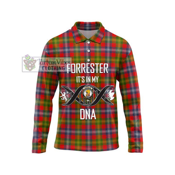 Forrester (Foster) Tartan Long Sleeve Polo Shirt with Family Crest DNA In Me Style