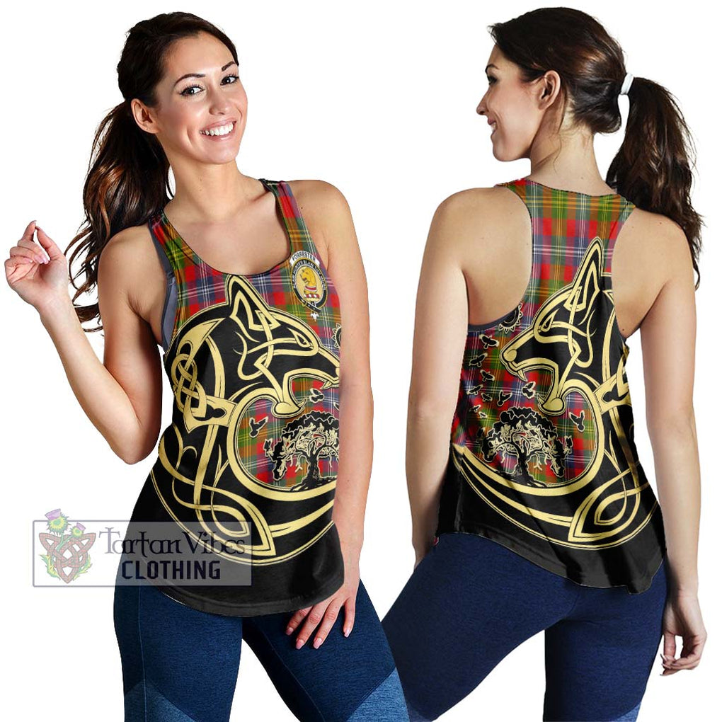 Forrester (Foster) Tartan Women's Racerback Tanks with Family Crest Celtic Wolf Style 4XL - Tartan Vibes Clothing