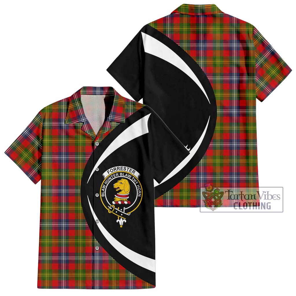 Forrester (Foster) Tartan Short Sleeve Button Up with Family Crest Circle Style Kid - Tartan Vibes Clothing