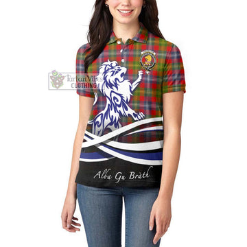 Forrester (Foster) Tartan Women's Polo Shirt with Alba Gu Brath Regal Lion Emblem