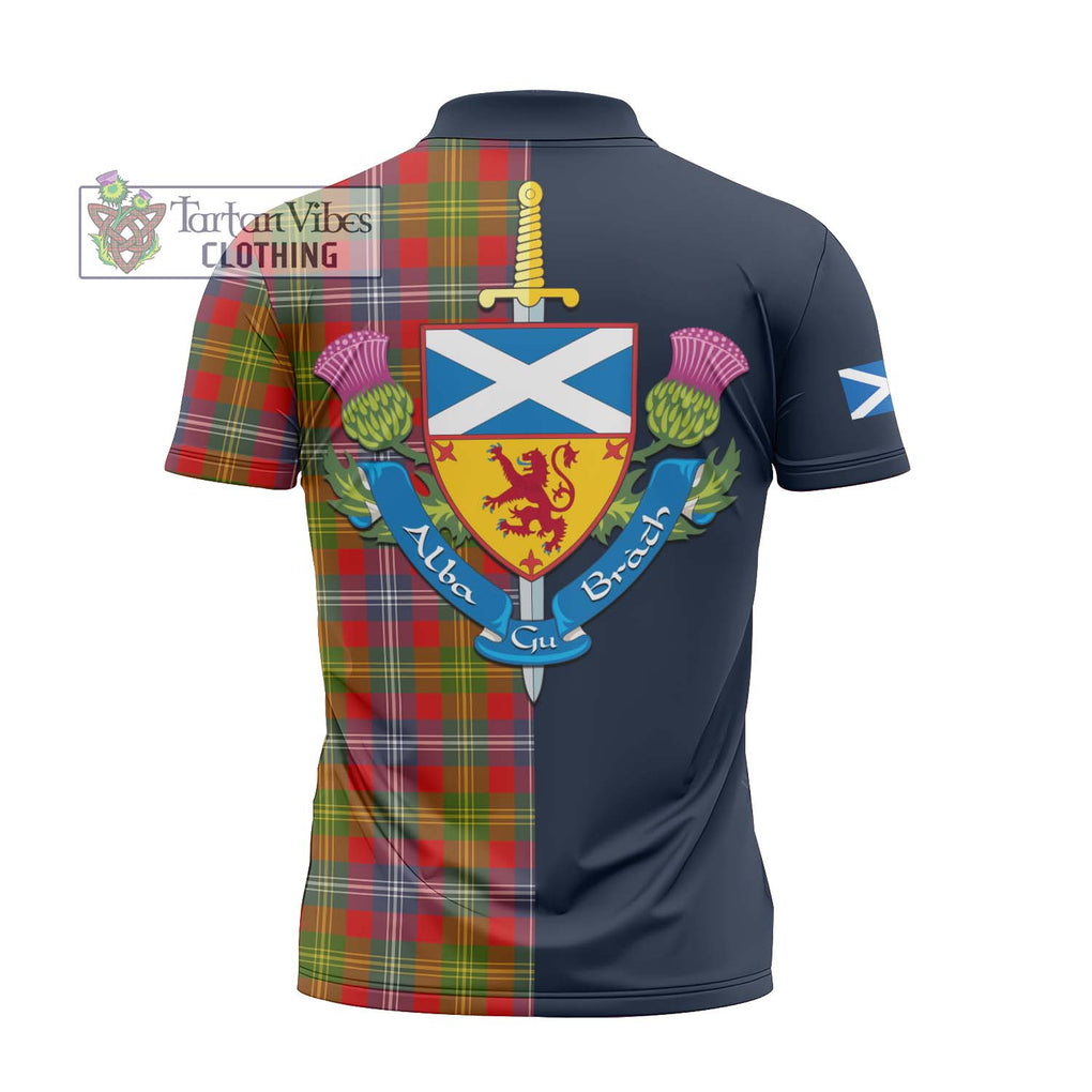 Tartan Vibes Clothing Forrester Tartan Zipper Polo Shirt with Scottish Lion Royal Arm Half Style