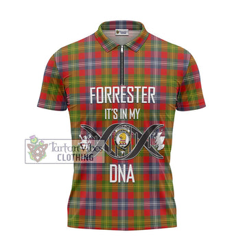 Forrester (Foster) Tartan Zipper Polo Shirt with Family Crest DNA In Me Style