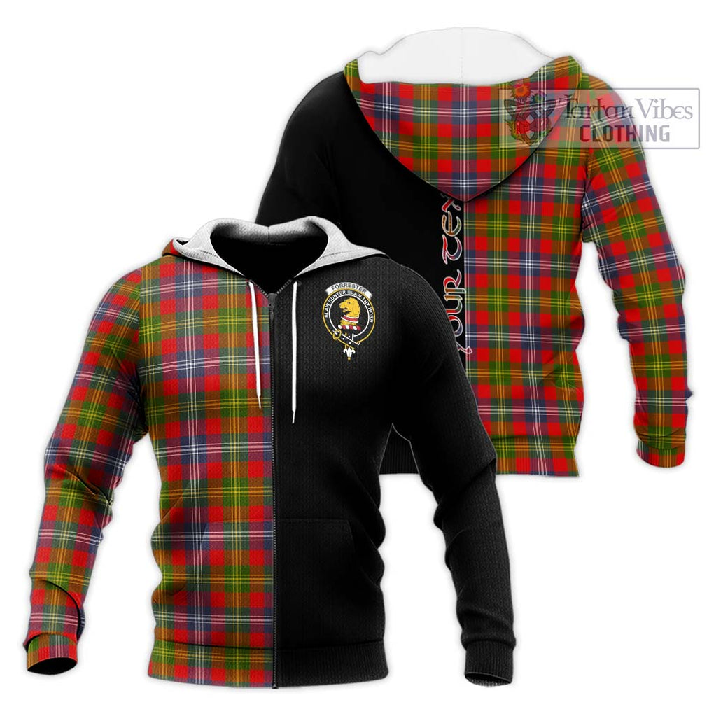 Forrester (Foster) Tartan Knitted Hoodie with Family Crest and Half Of Me Style Unisex Knitted Zip Hoodie - Tartanvibesclothing Shop