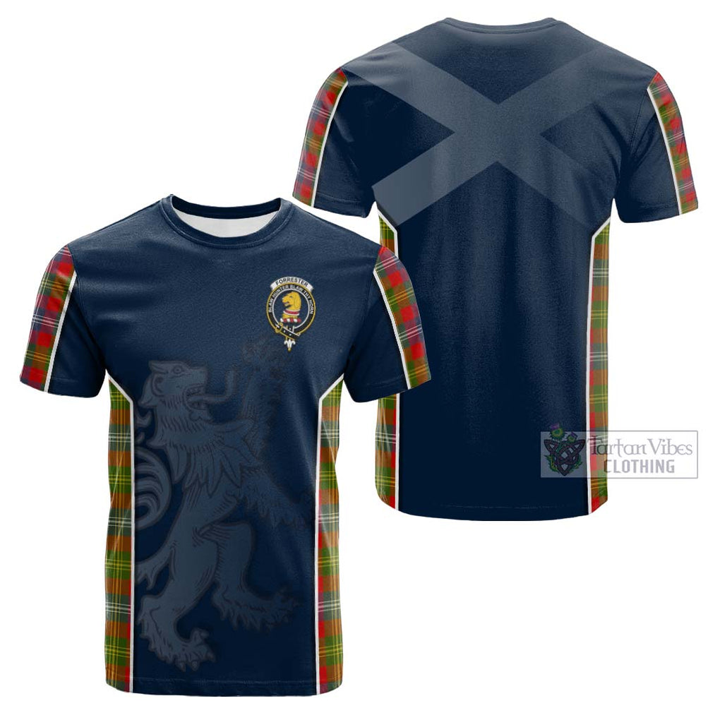 Tartan Vibes Clothing Forrester Tartan Cotton T-shirt with Family Crest and Lion Rampant Vibes Sport Style