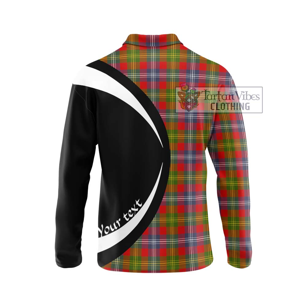 Forrester (Foster) Tartan Long Sleeve Polo Shirt with Family Crest Circle Style - Tartan Vibes Clothing