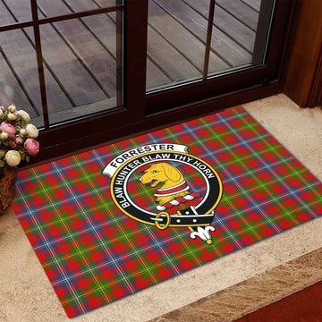 Forrester Modern Tartan Door Mat with Family Crest