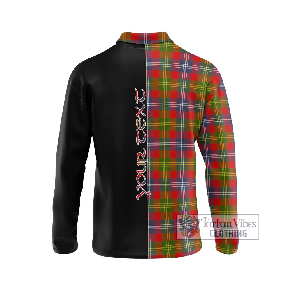 Forrester (Foster) Tartan Long Sleeve Polo Shirt with Family Crest and Half Of Me Style - Tartanvibesclothing Shop