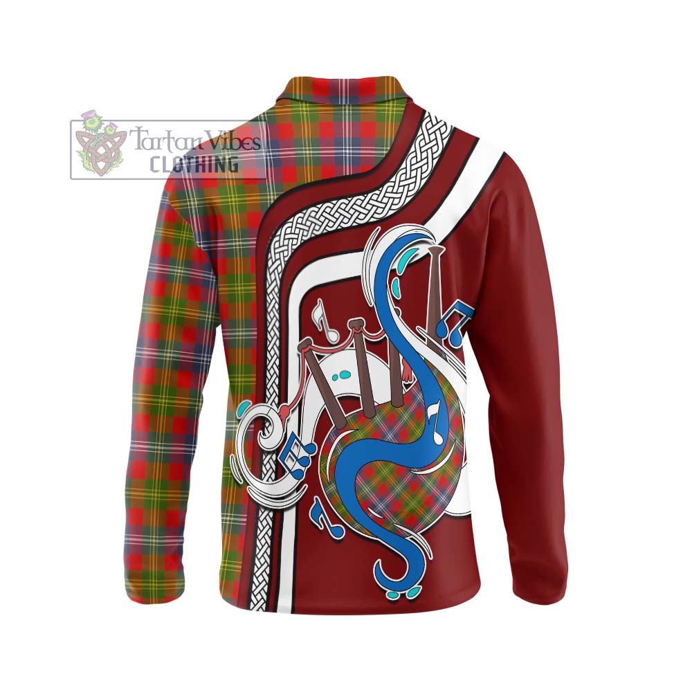 Tartan Vibes Clothing Forrester Tartan Long Sleeve Polo Shirt with Epic Bagpipe Style