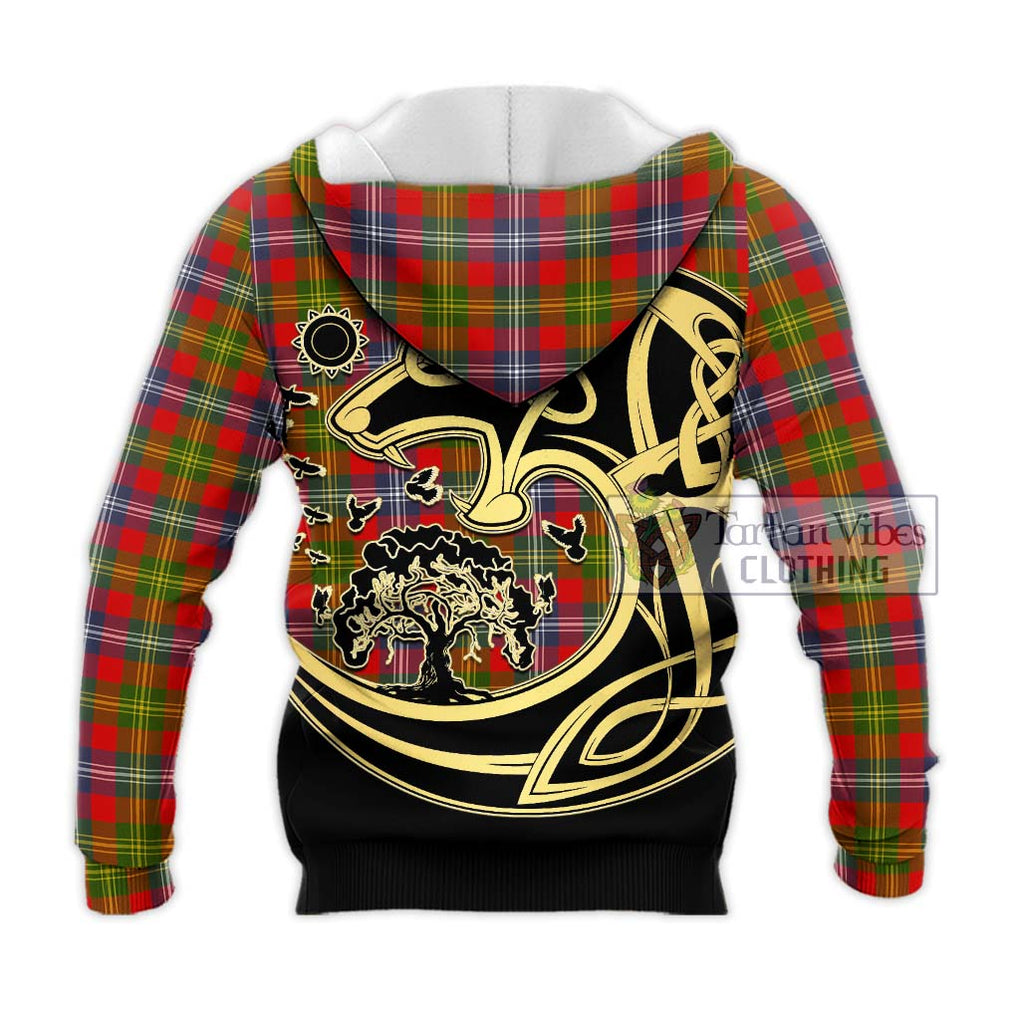 Forrester (Foster) Tartan Knitted Hoodie with Family Crest Celtic Wolf Style - Tartan Vibes Clothing