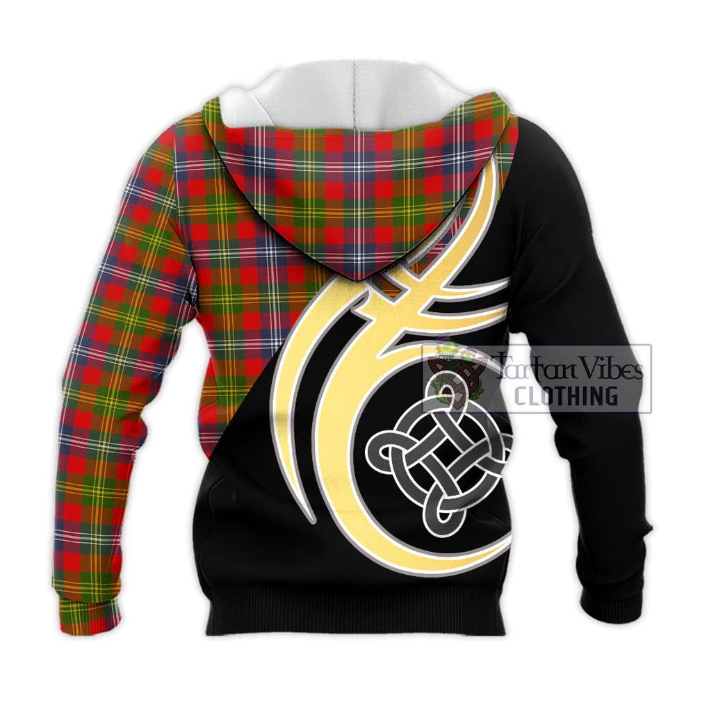 Forrester (Foster) Tartan Knitted Hoodie with Family Crest and Celtic Symbol Style - Tartan Vibes Clothing