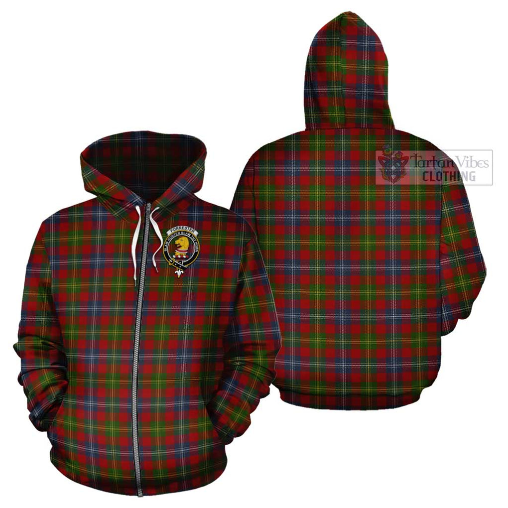 Forrester (Foster) Tartan Cotton Hoodie with Family Crest Zip Hoodie - Tartan Vibes Clothing