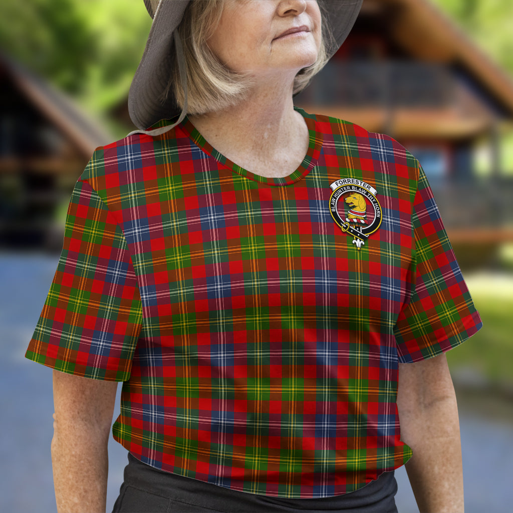 Forrester Modern Tartan T-Shirt with Family Crest - Tartan Vibes Clothing