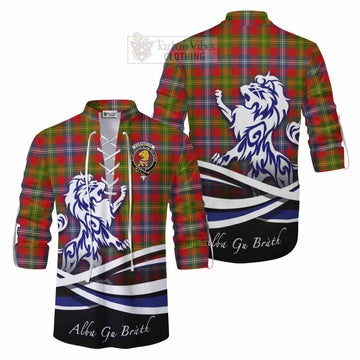 Forrester (Foster) Tartan Ghillie Kilt Shirt with Alba Gu Brath Regal Lion Emblem