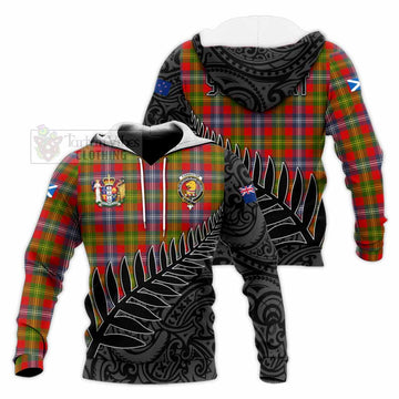 Forrester (Foster) Crest Tartan Knitted Hoodie with New Zealand Silver Fern Half Style