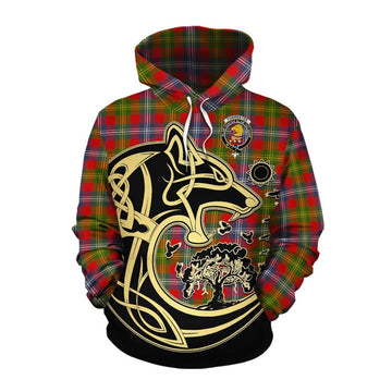 Forrester (Foster) Tartan Cotton Hoodie with Family Crest Celtic Wolf Style