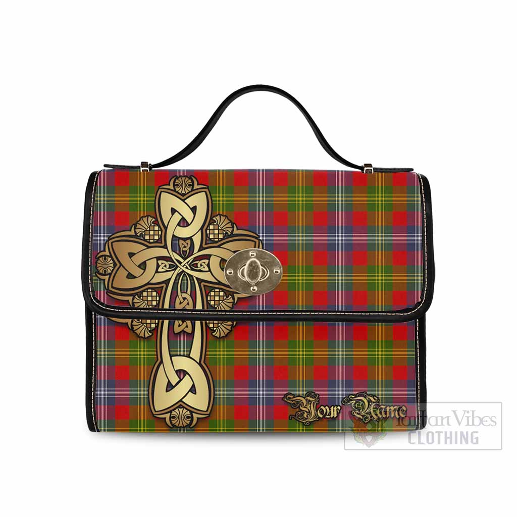 Tartan Vibes Clothing Forrester (Foster) Tartan Waterproof Canvas Bag Golden Thistle Celtic Cross Style