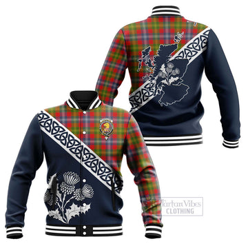 Forrester (Foster) Tartan Baseball Jacket Featuring Thistle and Scotland Map