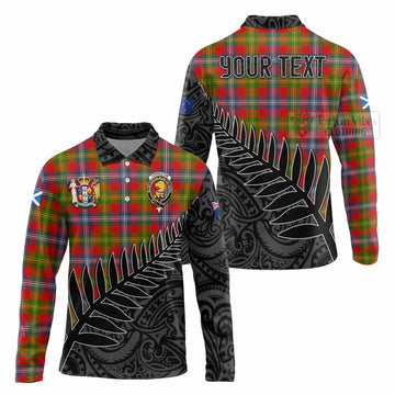 Forrester (Foster) Crest Tartan Long Sleeve Polo Shirt with New Zealand Silver Fern Half Style